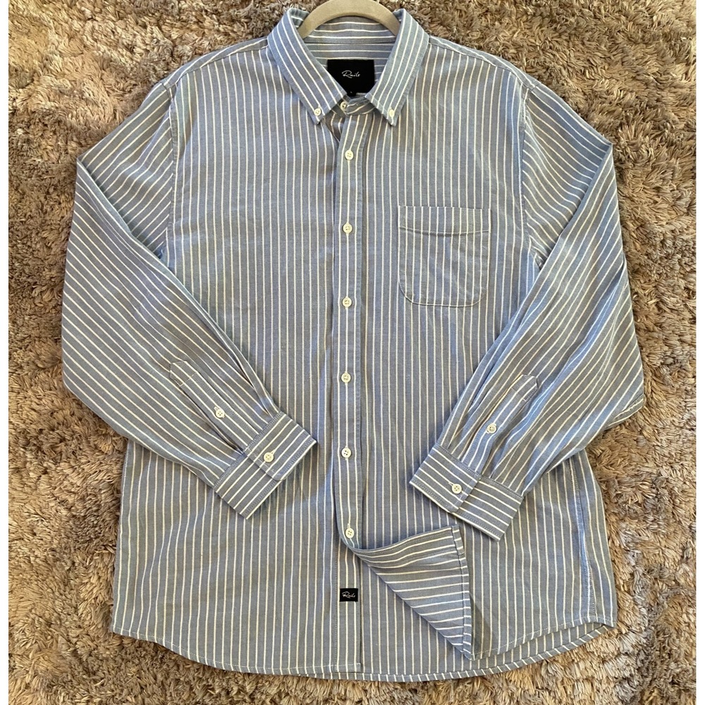 Rails Men's Vance Blue White Stripe Button Down Shirt Size L Cotton Blend